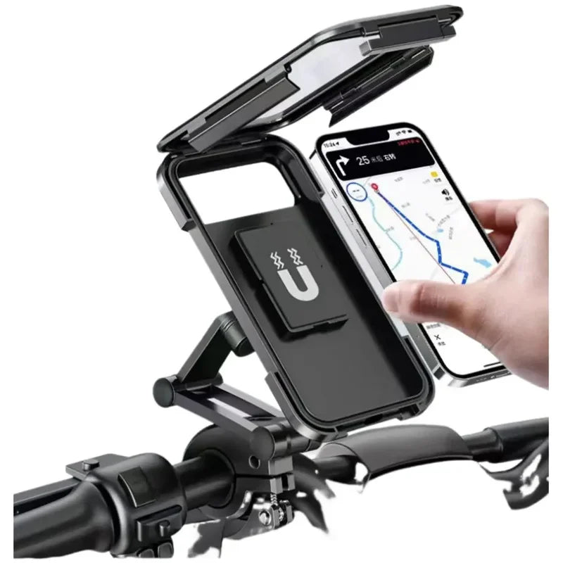 New Adjustable Retractable Bike Phone Holder 360° Rotating Waterproof Anti-Shock Bike Motorcycle Phone Mount Touchscreen Bracket