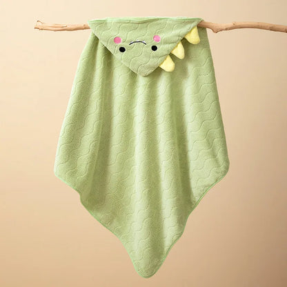 Gray Hooded Coral Fleece Bath Towel Blanket