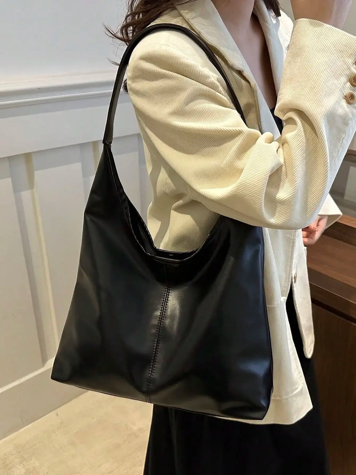 Large Capacity Solid Color Shoulder & Tote Bag