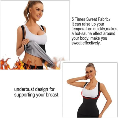 Women's Sauna Sweat Vest — Compression Waist Trainer Tank Top for Weight Loss