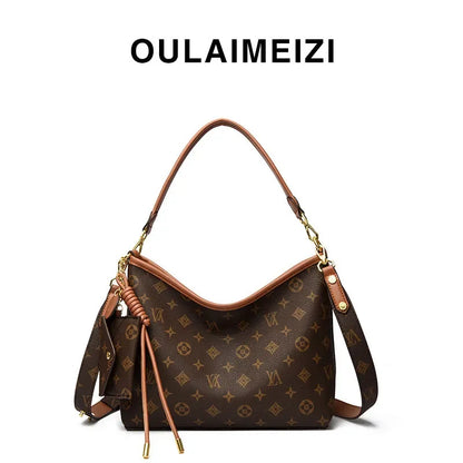 Vintage Canvas Hobo Tote with Mini Coin Bag Charm