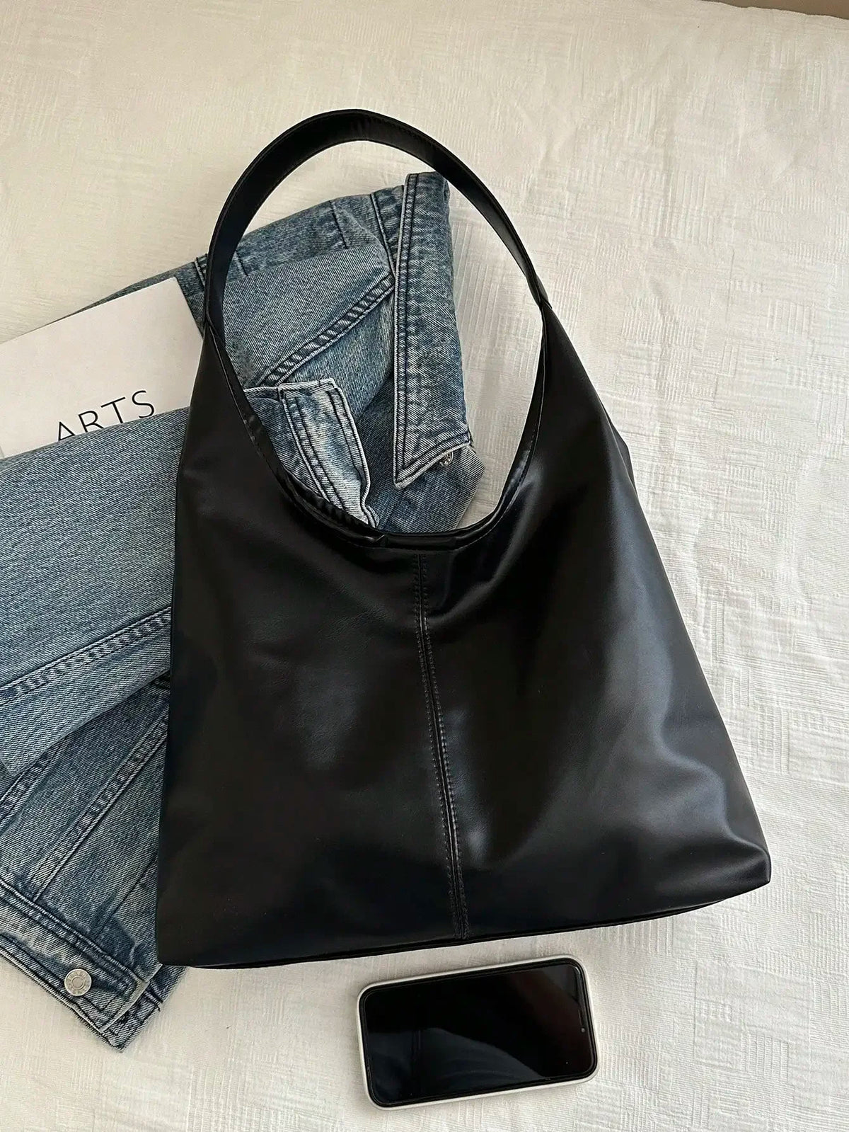Large Capacity Solid Color Shoulder & Tote Bag