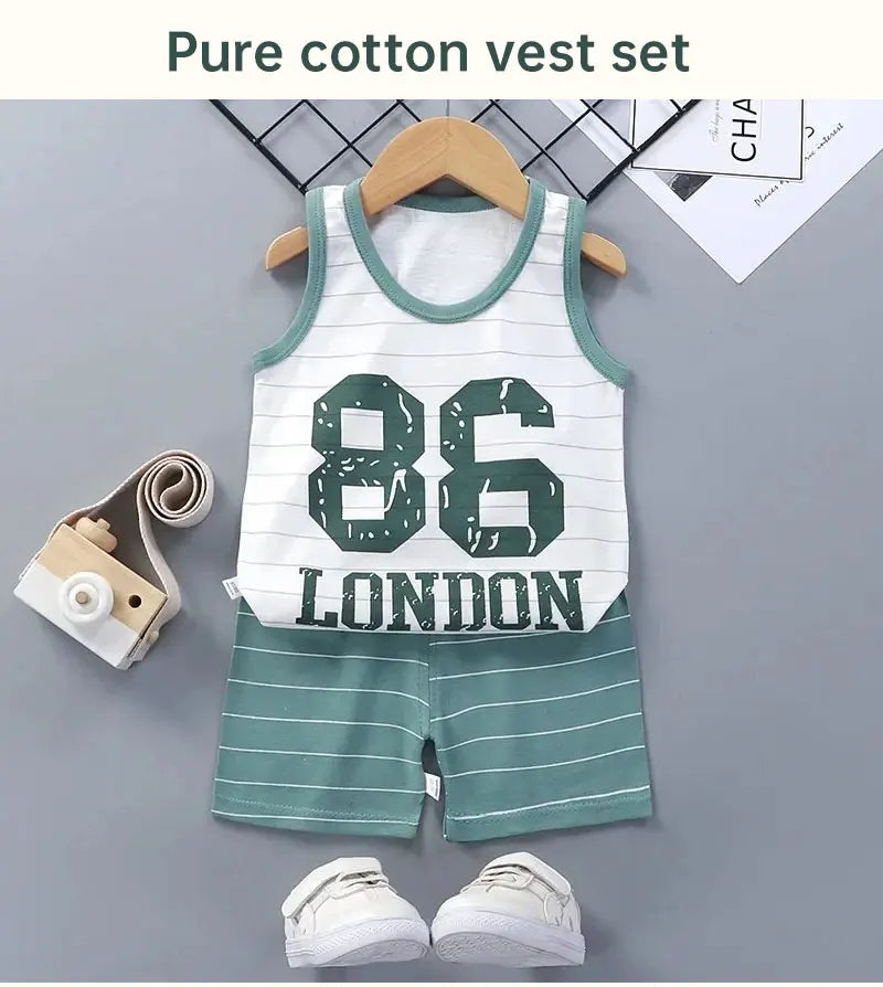 Cotton Tank Top & Shorts Vest Suit Set
