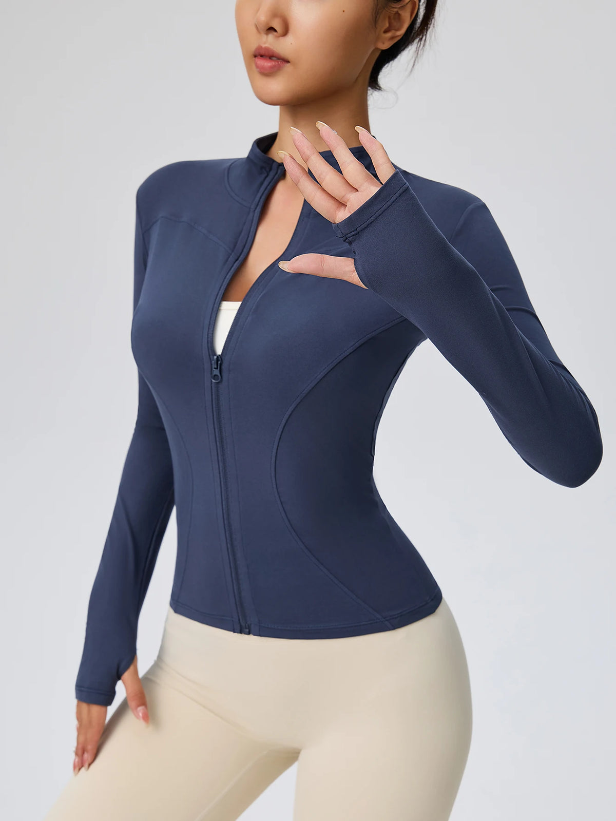 Professional elastic quick-drying sports jacket women's spring and summer yoga top tight slimming running cycling and fitnes