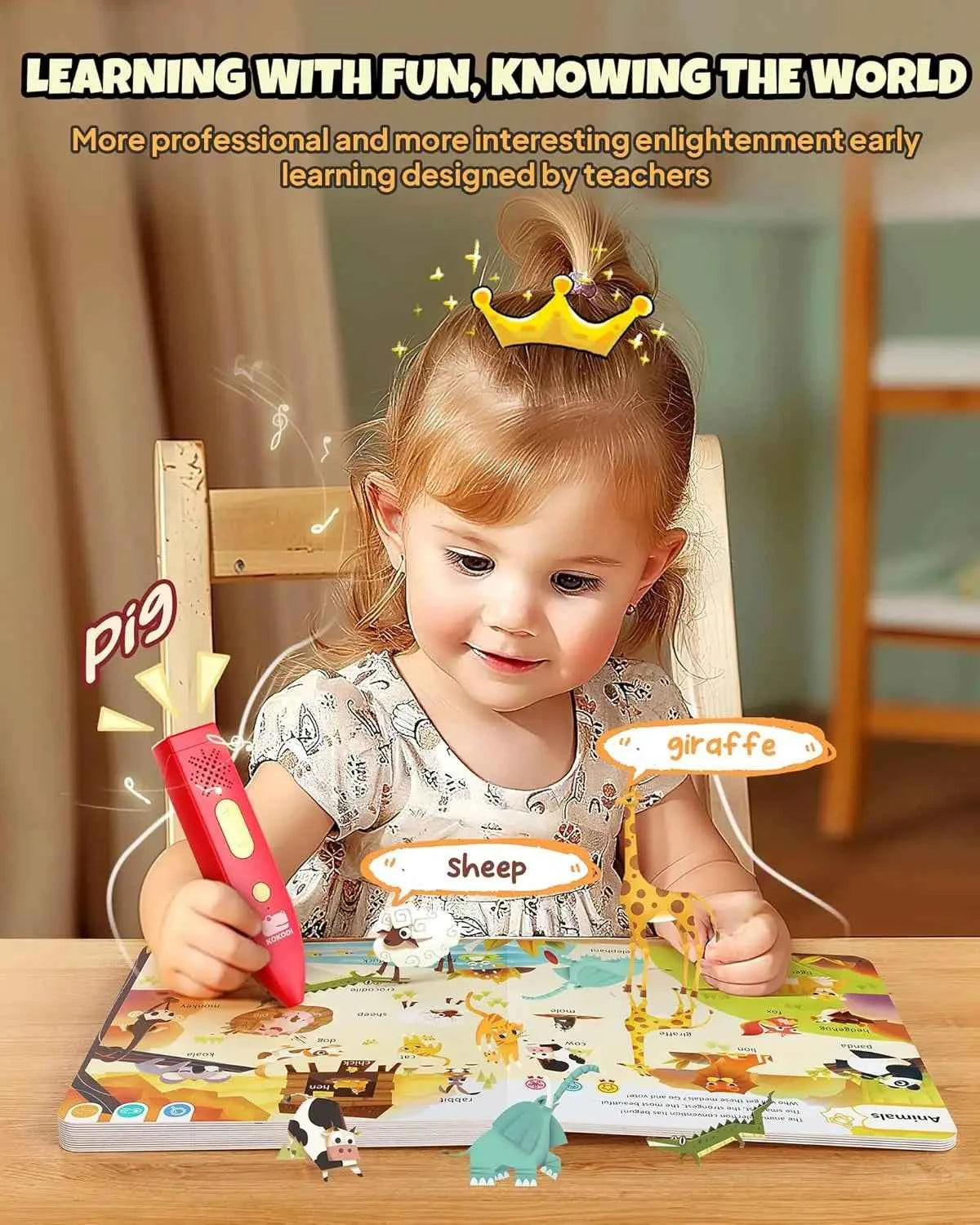 Talking Pen Books Sets, Interactive Audio Sound Books Kids Learning Electronic Toys for Boys Girls, Autism Sensory Games
