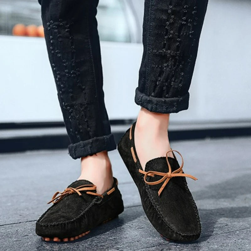 Men's Suede Loafers | Classic Leather Slip-On Driving Flats | Plus Size 38-49