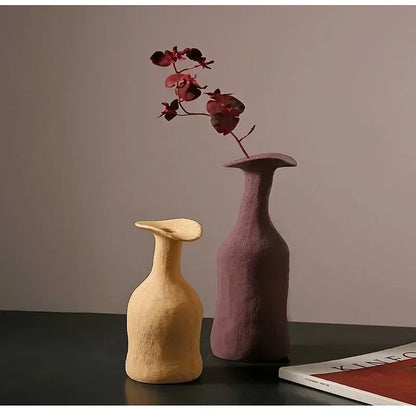 Nordic Handmade Ceramic Vase Textural Design for Modern Luxury Flower Vase Home Decor Elegant Decoration for Living Room Office
