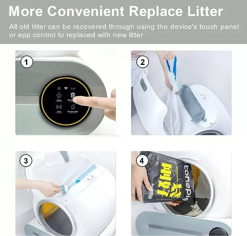 Self-Cleaning Cat Litter Box 65L — App Control, UV Sterilization & Auto Deodorization