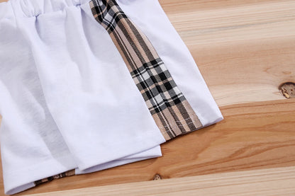 Checked Bear Print Tee & Shorts 2-Piece Set
