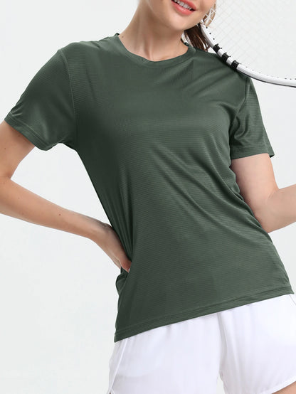 Women's Solid Color Ultralight Quick Dry Sport T-Shirt,Breathable Lightweight ,Running Gym Compression Shirt