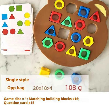 Geometric Shape Matching Puzzle, Montessori Wooden Sorting Toy for Toddlers, Educational Cognitive Training Game for Kids