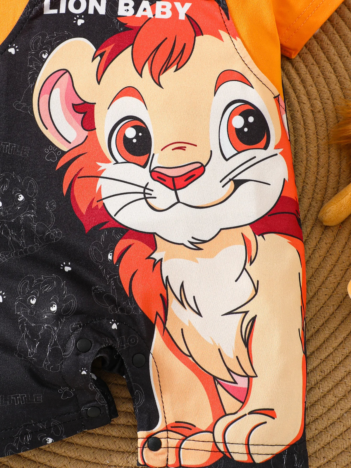 Cartoon Lion Print Short Sleeve Baby Romper