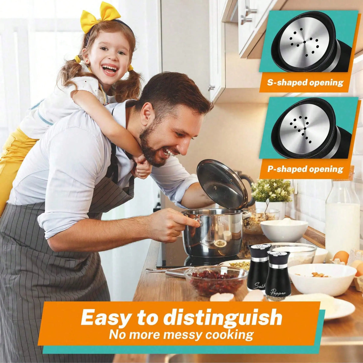 Rotatable Salt and Pepper Shaker Set with Visible Seasoning Bottles