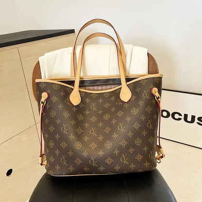 Brown Commuter Tote, Large Capacity Shoulder Bag