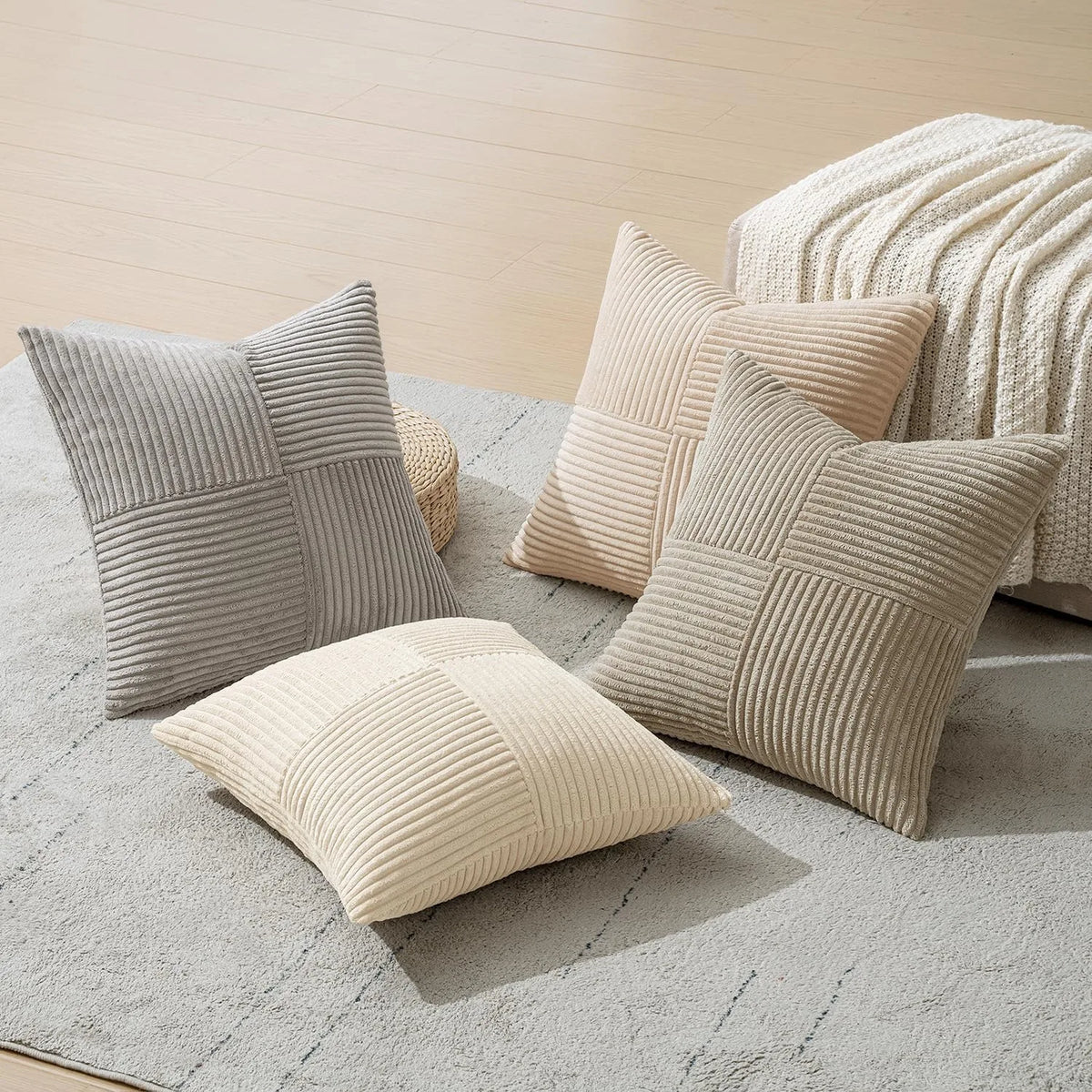 Neutral Corduroy Decorative Cushion Cover