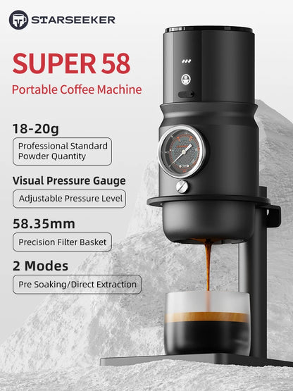 STARSEEKER Super58 Portable Electric Espresso Machine | USB-C Travel Coffee Maker with Tamper