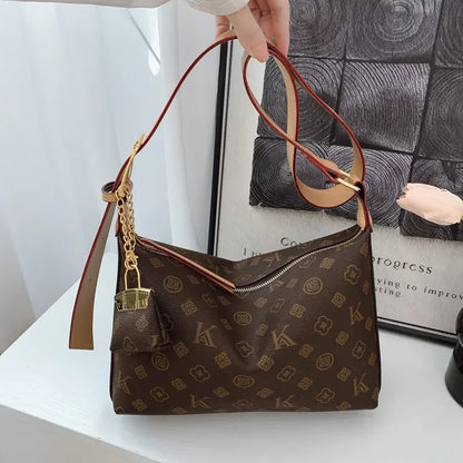 Brown Commuter Tote, Large Capacity Shoulder Bag