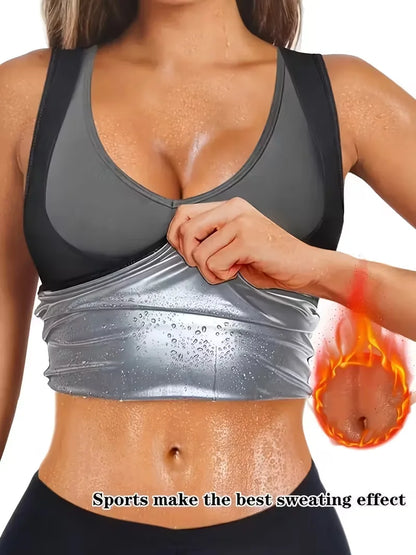 Women's Sauna Sweat Vest — Compression Waist Trainer Tank Top for Weight Loss