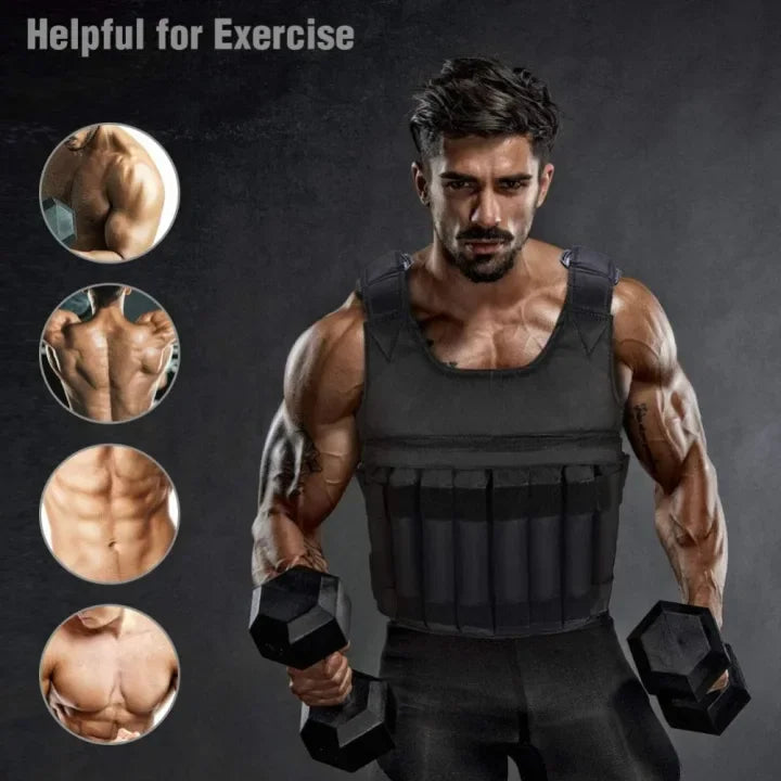 Adjustable Weighted Vest for Men And Women, Heavy Duty Weighted Vest, Black Oxford Fabric, for Strength Training, Cardio - Ergonomic Design, Muscle Building, Running Gear, Outdoor Fitness (Weight Plates Not Included)