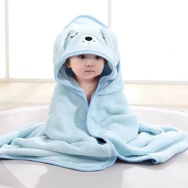 Cartoon Hooded Baby Bath Towel & Swaddle Wrap