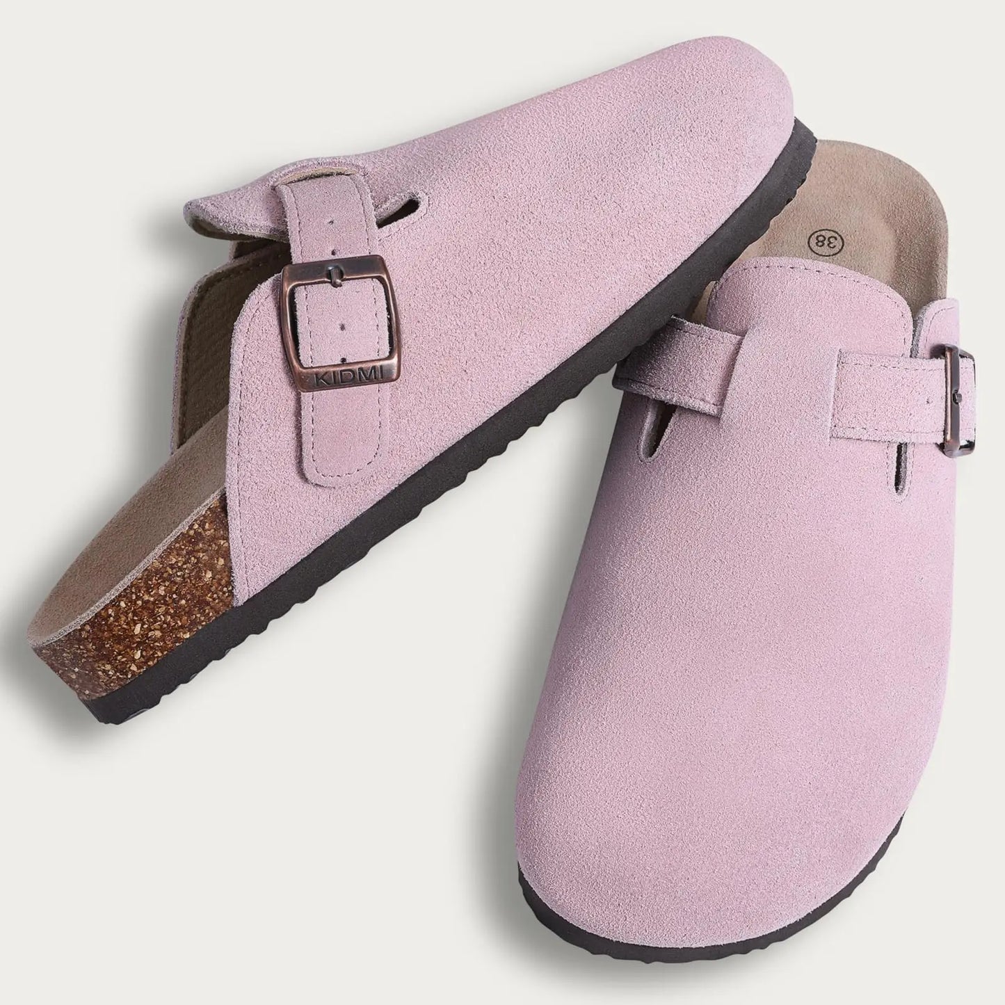 Men’s Suede Clogs — Soft Leather Cork Sandals with Arch Support