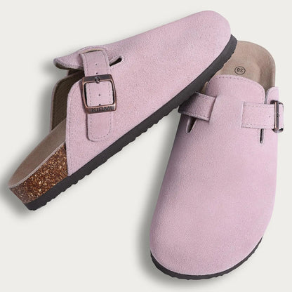Men’s Suede Clogs — Soft Leather Cork Sandals with Arch Support