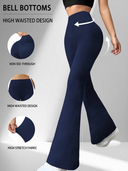 Women's Super Soft Flare Pants — High Waisted Tummy Control Yoga Bell Bottoms