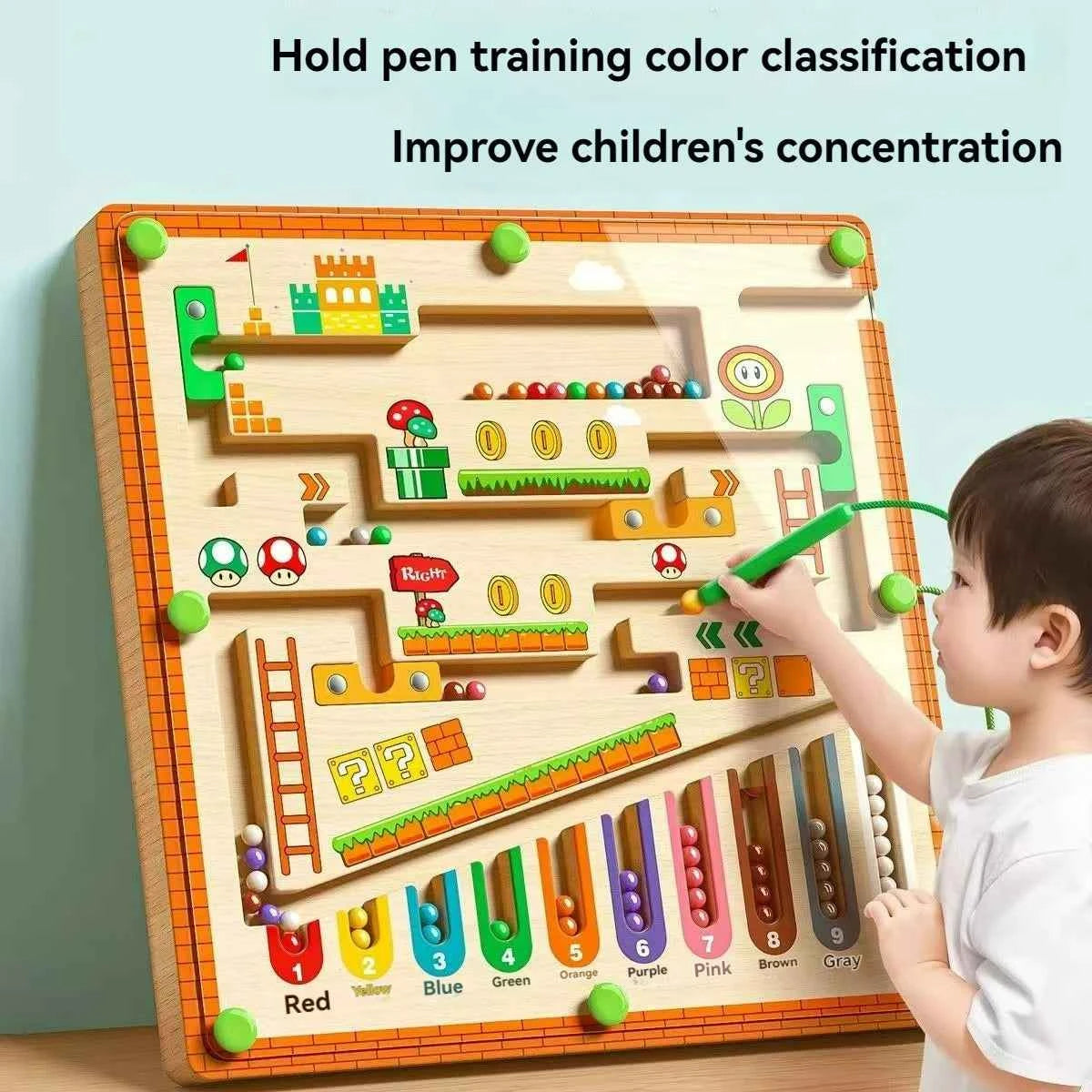Children's Magnetic Maze Walking Ball Baby Concentration Training, Writing Logic Thinking 3 year Old Early Education Puzzle To
