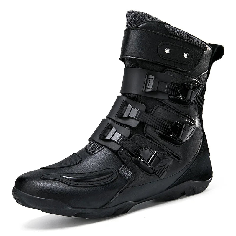 New Waterproof Men's Dirt Bike Shoes Men's Motorcycle Boots New Comfortable Leather Protective Boots Anti-slip Wear-resistant