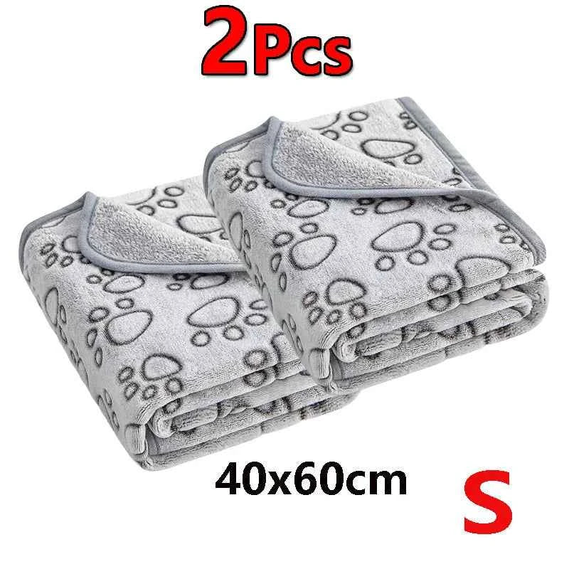 2PCS Soft Fluffy High Quality Pet Blanket Cute Cartoon Pattern Paw Print Dog  Pet Mat Warm and Comfortable Blanket for Cat Dogs