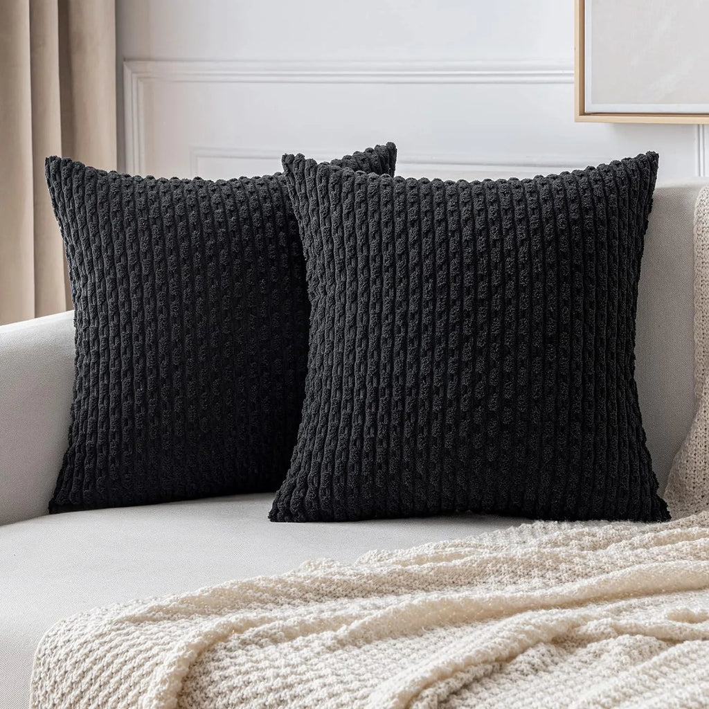Burnt Orange Striped Corduroy Cushion Cover