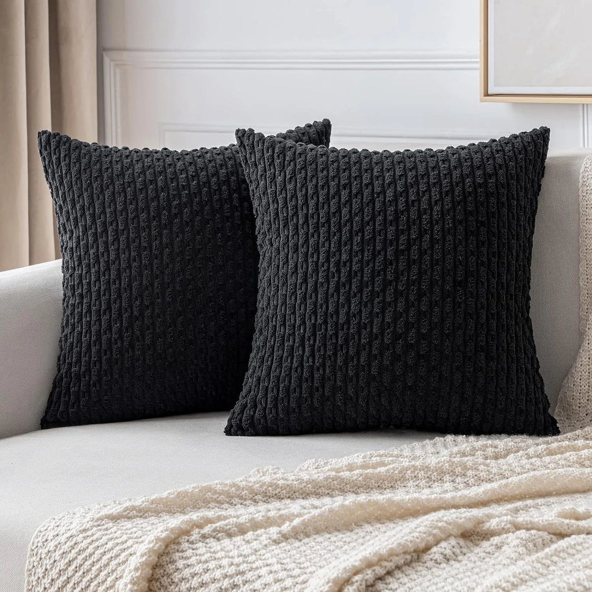 Burnt Orange Striped Corduroy Cushion Cover