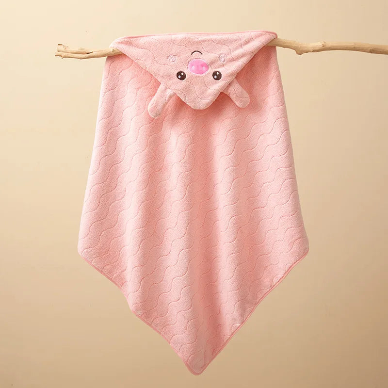 Gray Hooded Coral Fleece Bath Towel Blanket