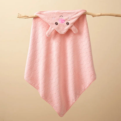 Gray Hooded Coral Fleece Bath Towel Blanket