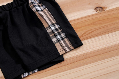 Checked Bear Print Tee & Shorts 2-Piece Set
