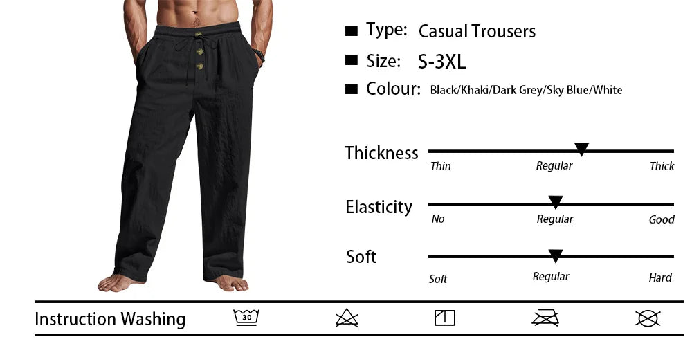 Men's Casual Breathable Hawaiian Beach Jogging Pants — Solid Color Sweatpants