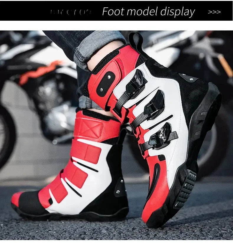 New Waterproof Men's Dirt Bike Shoes Men's Motorcycle Boots New Comfortable Leather Protective Boots Anti-slip Wear-resistant