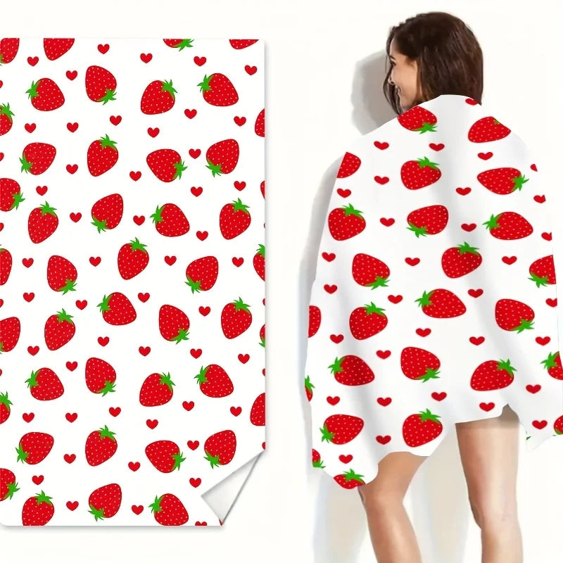 Strawberry Pattern Beach Towel — Pool, Camping, Travel & Yoga