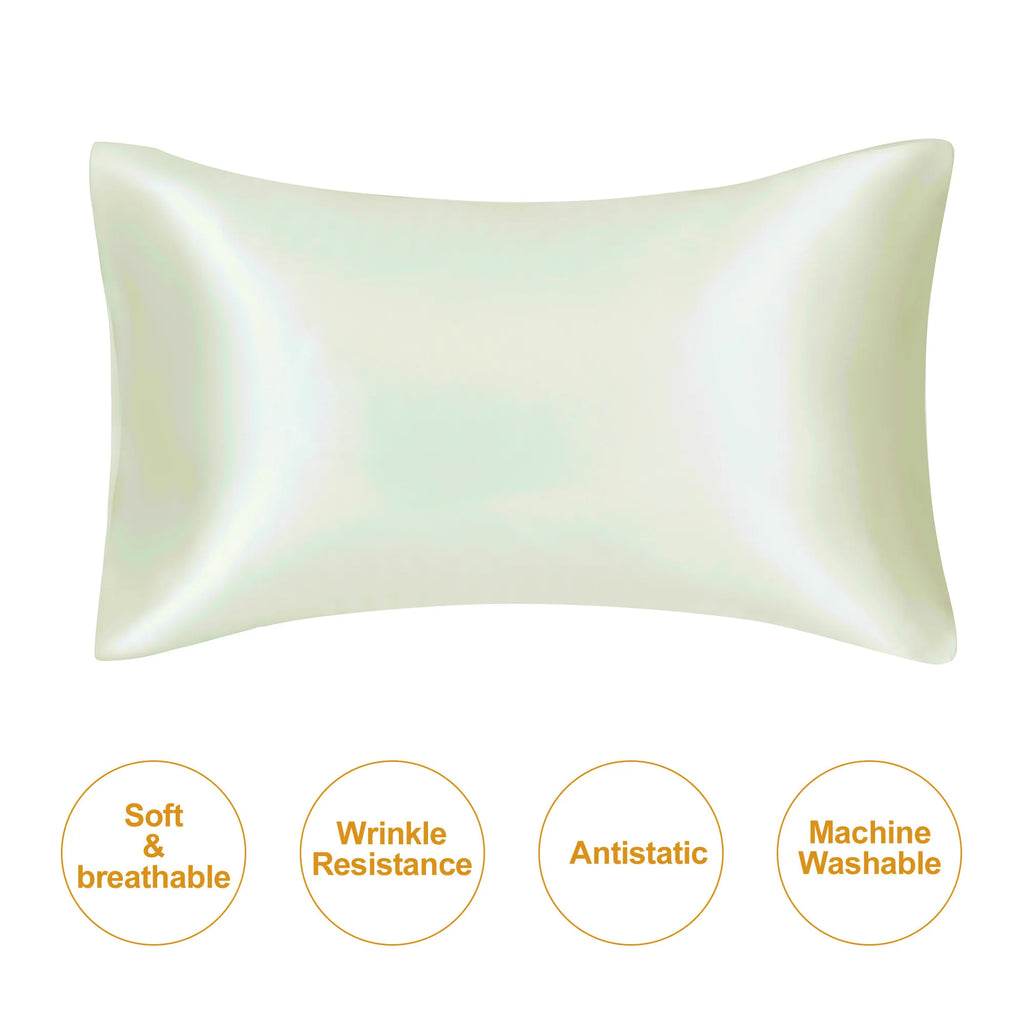 JuwenSilk Mulberry Silk Pillowcase, White, Standard