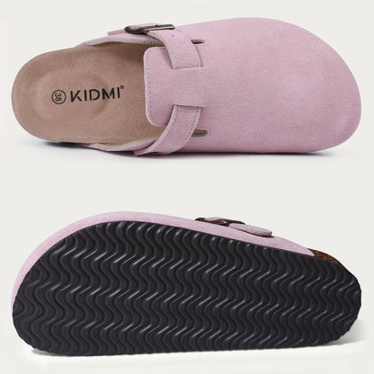 Men’s Suede Clogs — Soft Leather Cork Sandals with Arch Support
