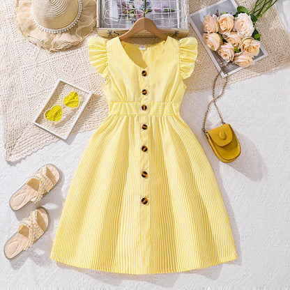 Kids Dress For Girls 8-12 Years Summer Girls Dopamine Dress Graduation Birthday Party Event Fresh Sweet Style Girls Dress