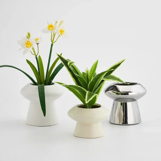 Vase en Céramique Minimaliste Composition Florale Moderne Créatif Décoration d'Intérieur Restaurant Arrangement de Fleurs Séchées Ornements Décoratifs