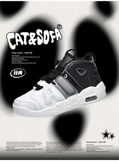 New Large-sized High-top Men's Shoes, Lightweight and Anti-slip Air Cushioned Sports Running Shoes, Casual Basketball Shoes