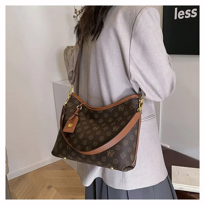 Beige Printed Commuter Tote, Large Capacity