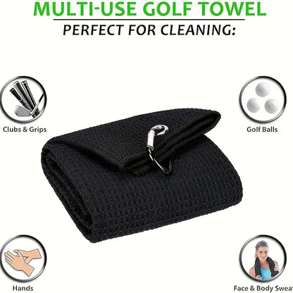 2pcs (30x50cm)2Pack Two-fold Golf Towels for Golf Bags- Waffle Patterned