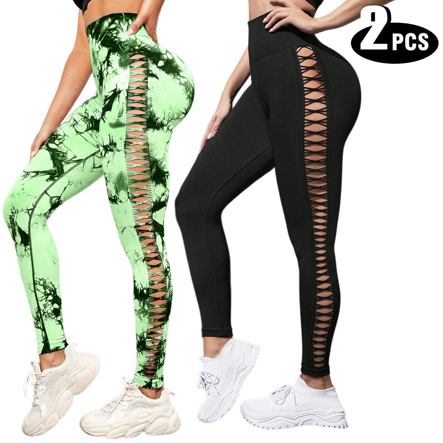 2-Pack Women’s High Waist Butt Lifting Seamless Yoga Leggings