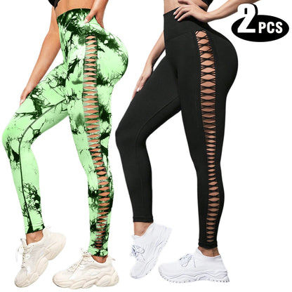 2-Pack Women’s High Waist Butt Lifting Seamless Yoga Leggings