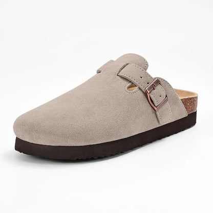 Men’s Suede Clogs — Soft Leather Cork Sandals with Arch Support