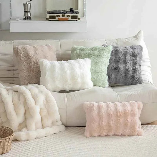 Bubble Velvet Autumn and Winter Solid Color Plush Living Room Sofa Study Bedroom Soft Comfortable Cushion Coreless Pillowcase