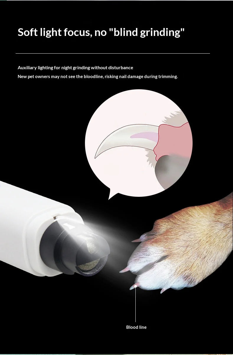 Quiet Electric Nail Grinder with LED Light & Safety Guard